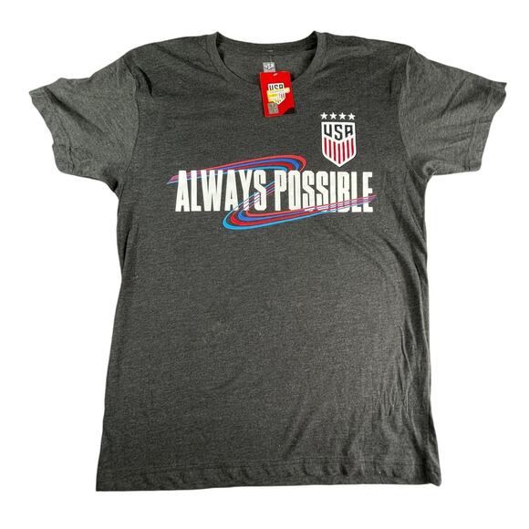 USA Soccer Shirt Mens Medium Gray Always Possible Short Sleeve T-Shirt NWT - Picture 1 of 7